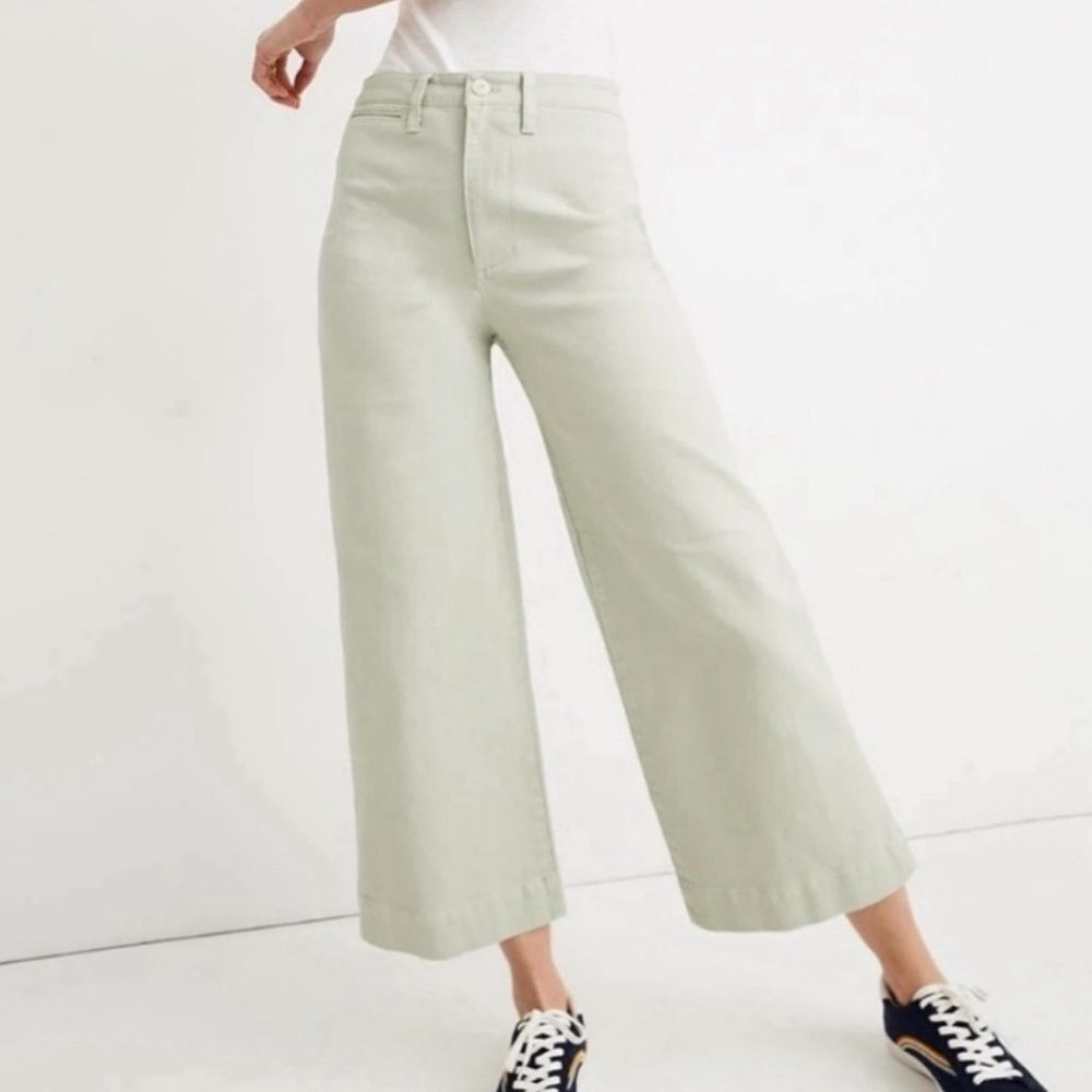 Madewell emmett wide leg crop pants green
